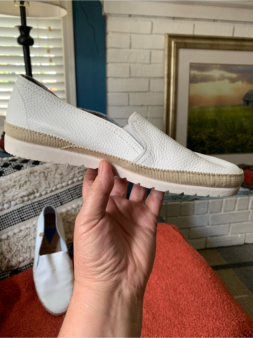 Verbenas Nuria White Leather Slip-On Espadrille, Women’s Size: 38 (7.5/8)